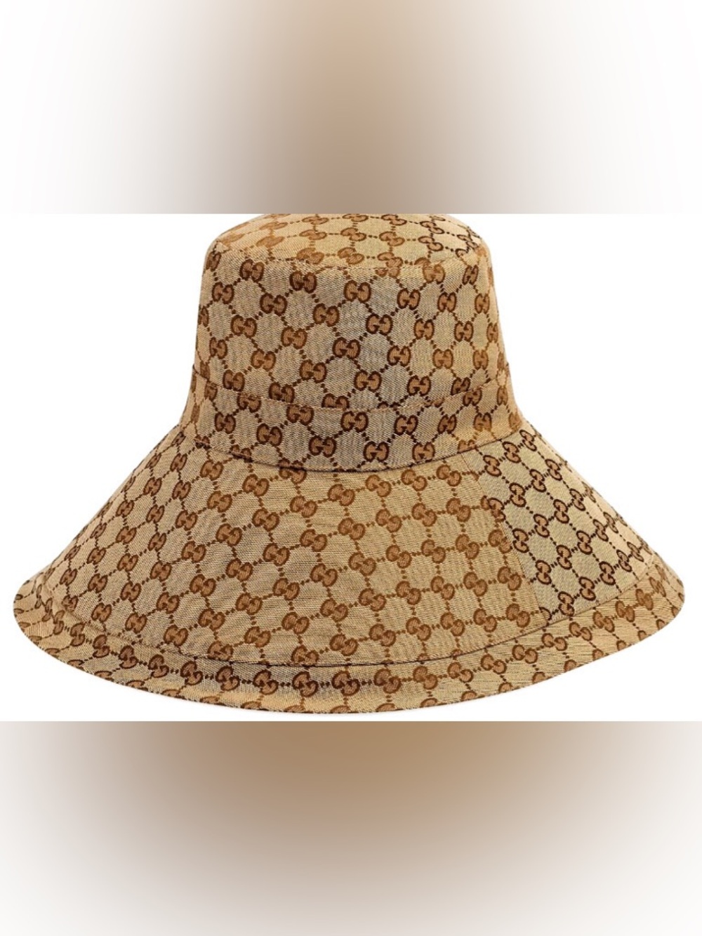 Monogram Beige Canvas Large Wide Brim Jacquard Bucket Hat Golden Tan Design - Picture 16 of 16